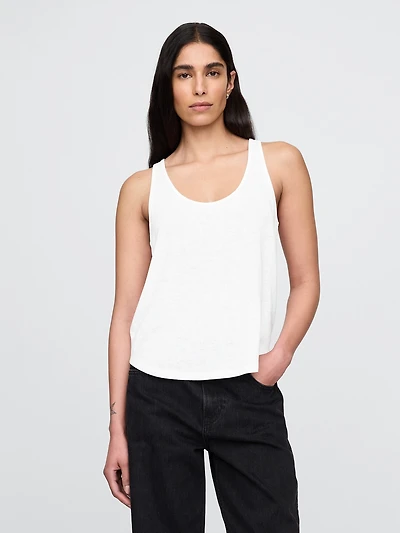 Linen-Blend Racerback Tank Top