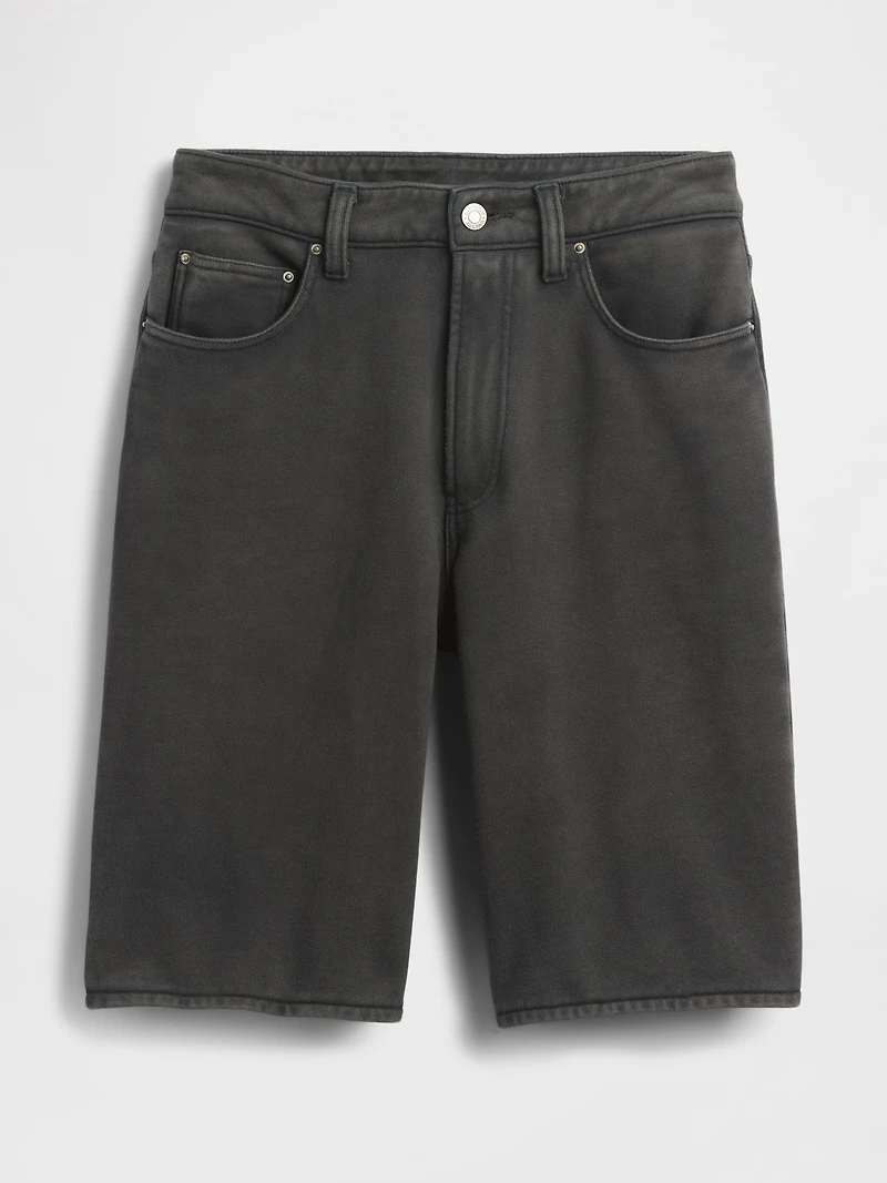 11" Mid Rise French Terry Denim Longline Shorts