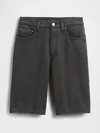 11" Mid Rise French Terry Denim Longline Shorts