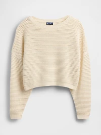 Crochet Boatneck Crop Sweater