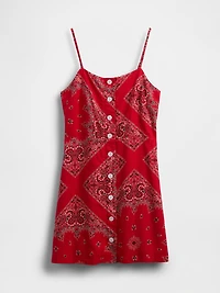 Linen-Blend Tie-Back Mini Dress
