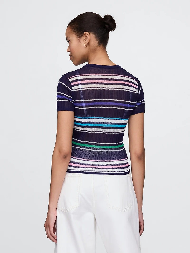 Sheer Rib Sweater T-Shirt