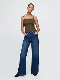Rib Sweater Crop Tank Top