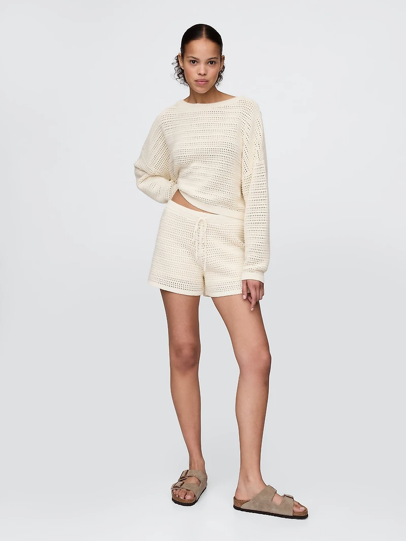 Crochet Boatneck Crop Sweater