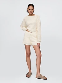 Crochet Boatneck Crop Sweater