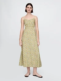 Linen-Blend Maxi Slip Dress