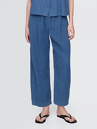 Cotton Gauze Denim Easy Barrel Pants