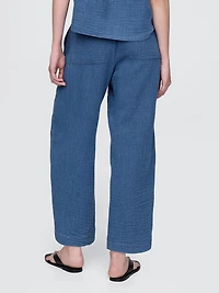 Cotton Gauze Denim Easy Barrel Pants