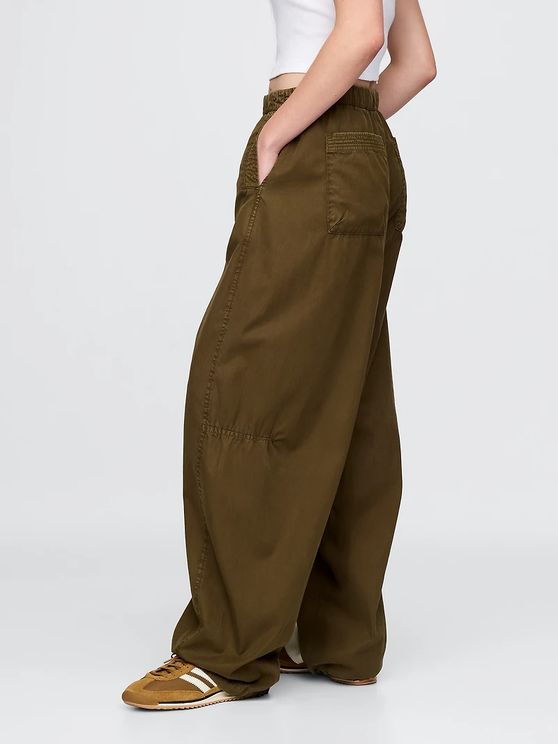 Mid Rise Barrel Parachute Pants