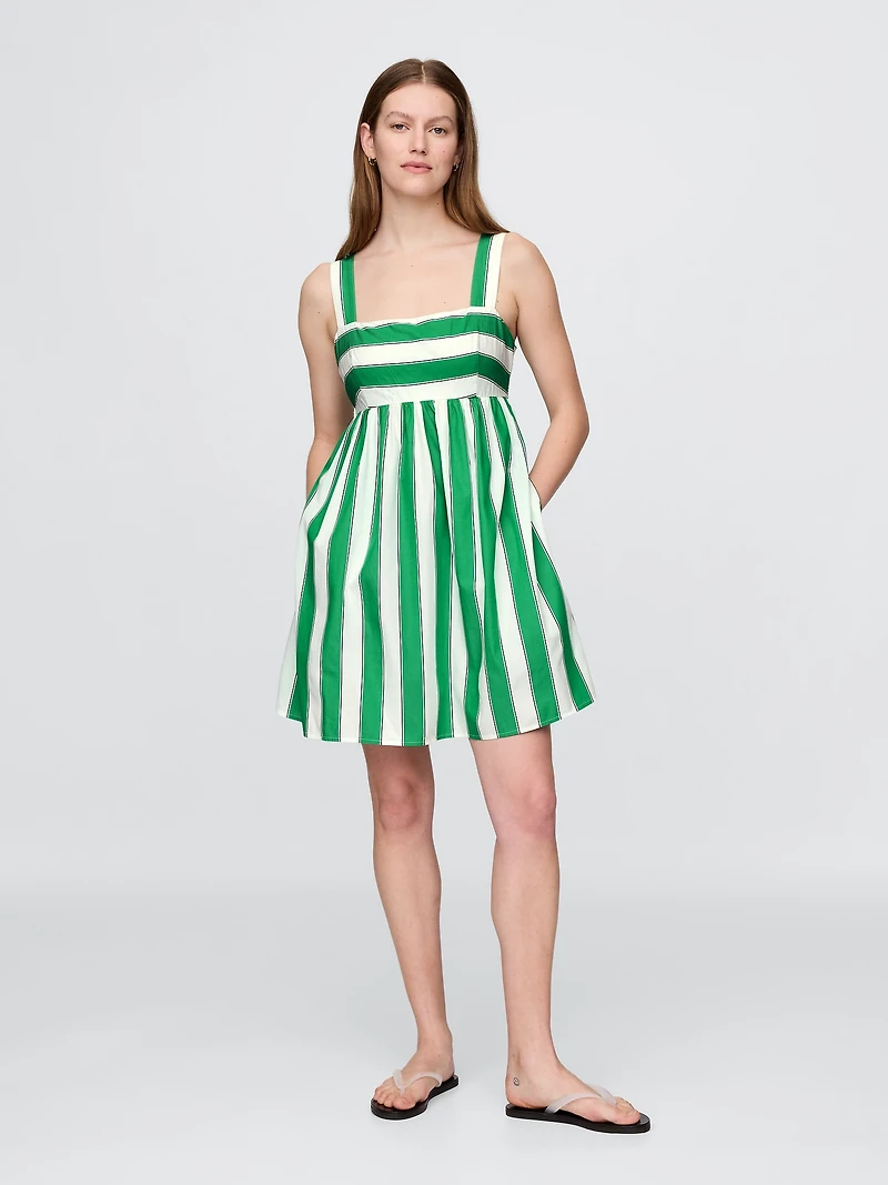 Poplin Tie-Back Mini Dress