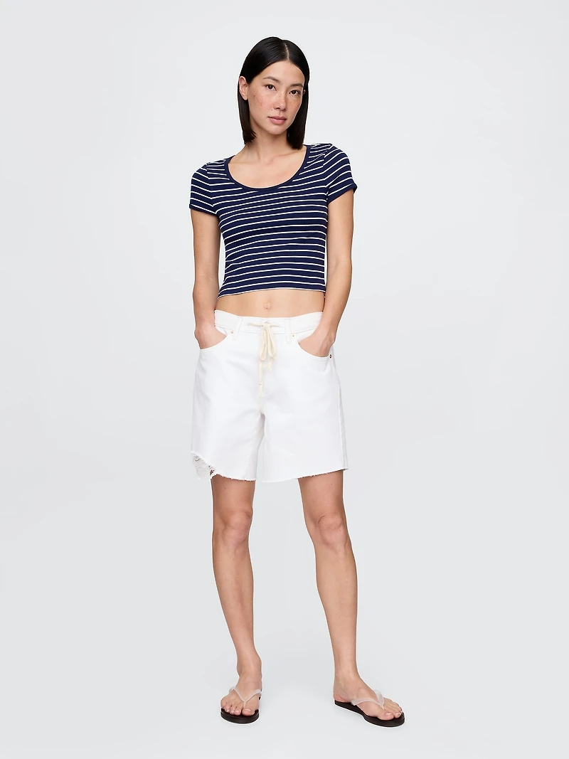 Modern Cap-Sleeve Crop T-Shirt