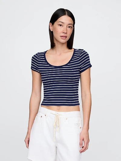 Modern Cap-Sleeve Crop T-Shirt