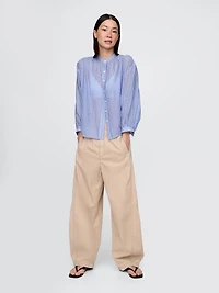 Sheer Button-Front Shirt