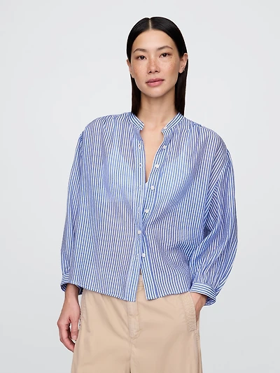 Sheer Button-Front Shirt