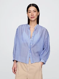 Sheer Button-Front Shirt