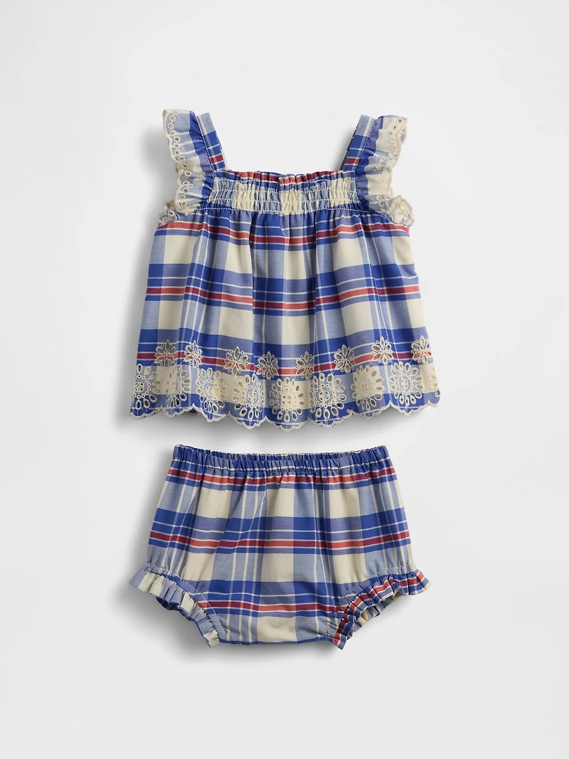 Baby Poplin Eyelet-Hem Outfit Set
