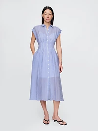 Sheer Midi Shirtdress