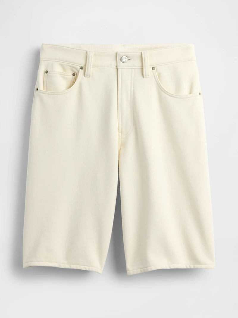11" Mid Rise French Terry Denim Longline Shorts