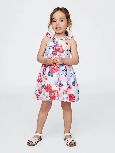 Baby & Toddler Linen-Cotton Flutter V-Neck Dress
