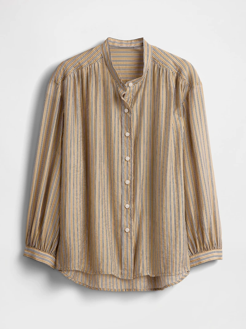 Sheer Button-Front Shirt
