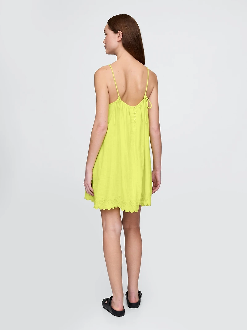 Cotton Gauze Embroidered Swing Dress
