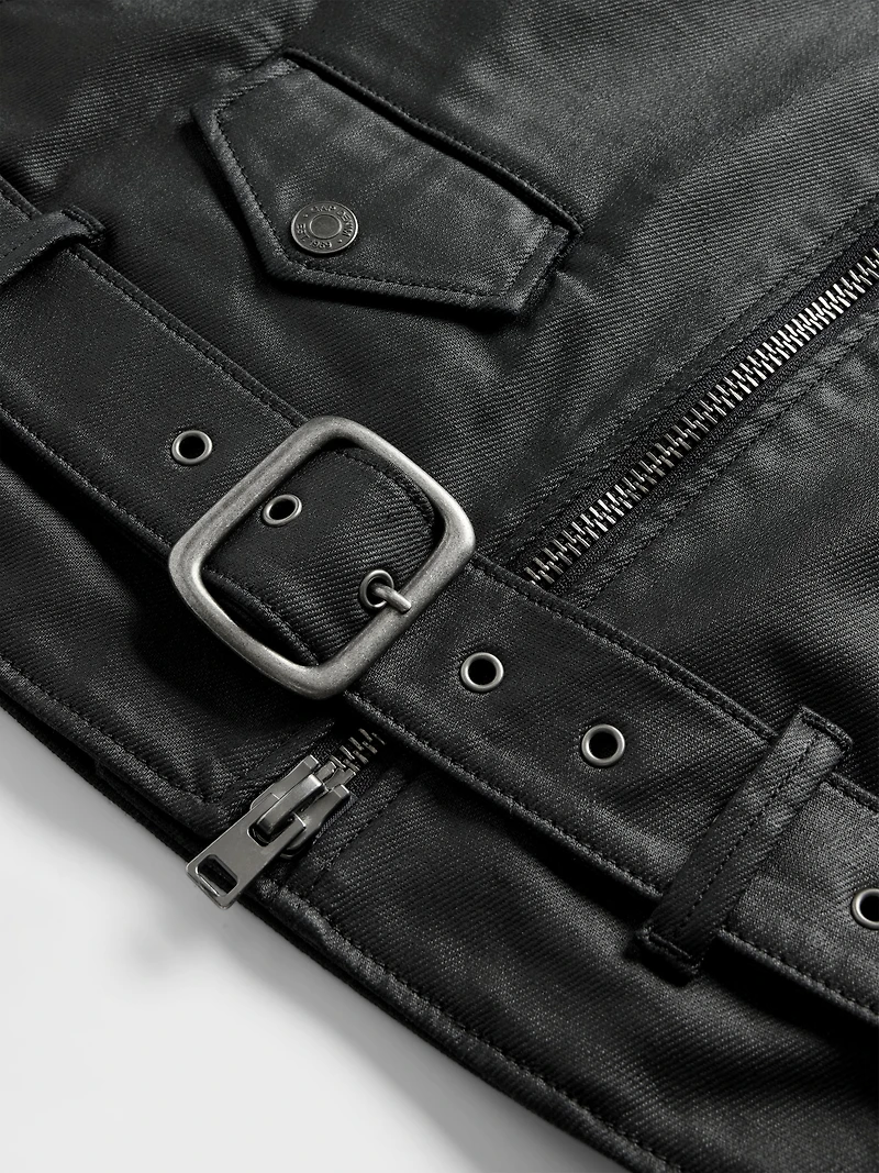 GapStudio Coated Denim Moto Jacket