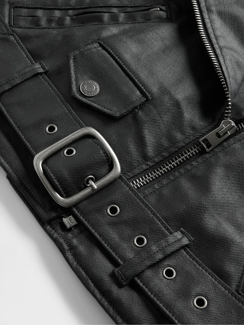 GapStudio Coated Denim Crop Moto Jacket