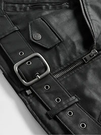 GapStudio Coated Denim Crop Moto Jacket
