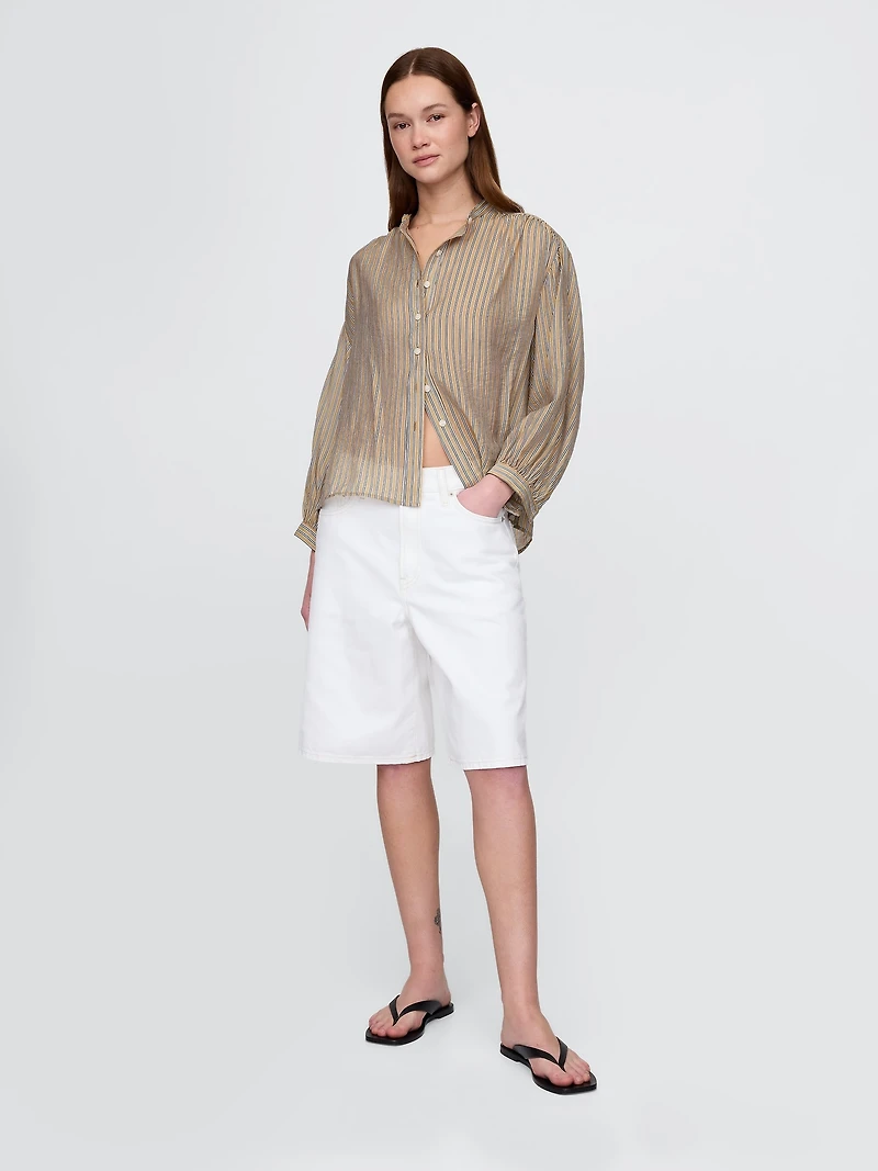 Sheer Button-Front Shirt