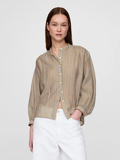 Sheer Button-Front Shirt