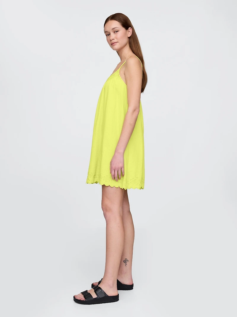 Cotton Gauze Embroidered Swing Dress