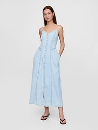 Denim Seamed Maxi Dress