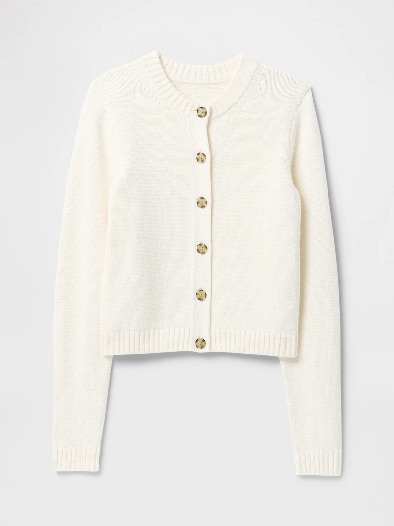 100% Cotton Crewneck Cardigan