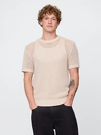 Crochet Mesh Crewneck T-Shirt