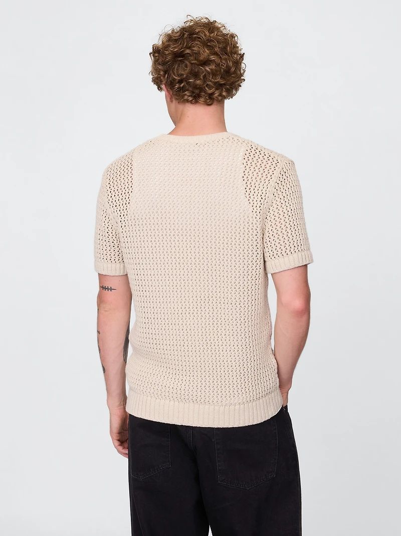Crochet Mesh Crewneck T-Shirt