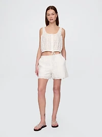 High Rise Eyelet Easy Shorts