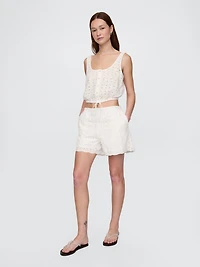 High Rise Eyelet Easy Shorts