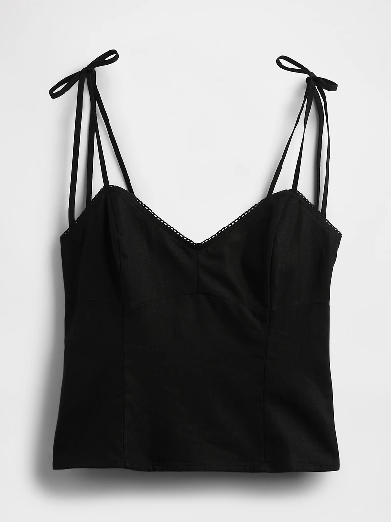 Linen-Blend Tie-Strap Cami