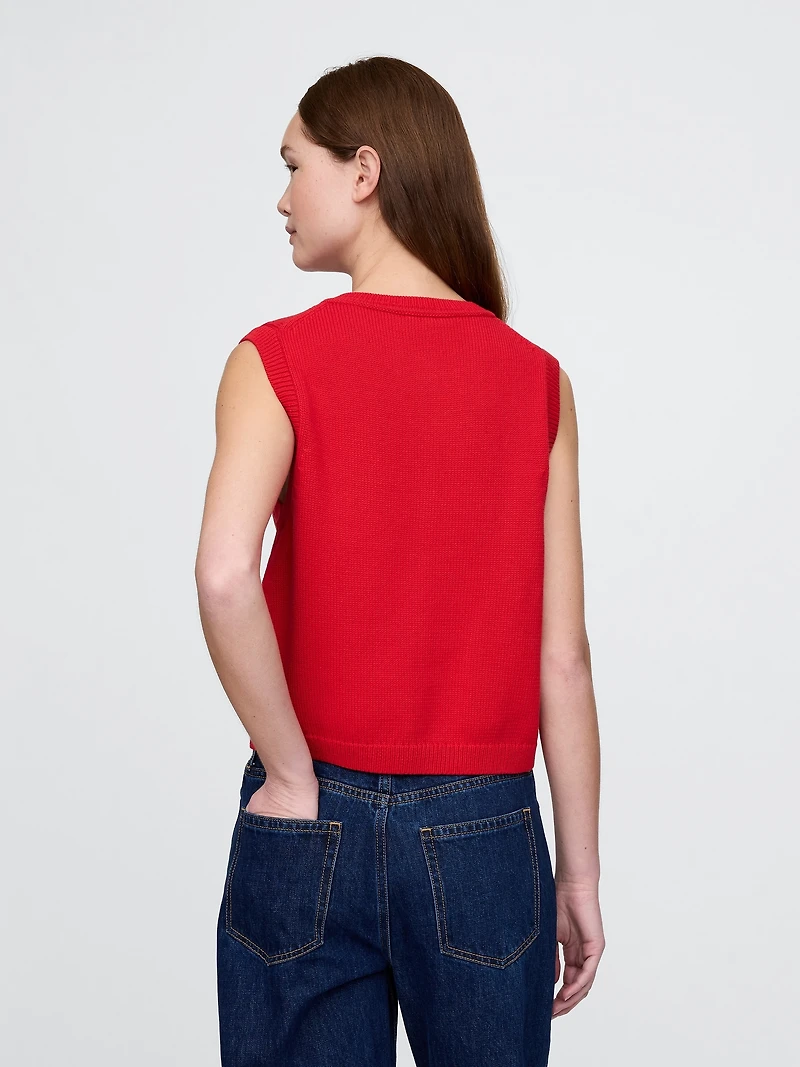 Cropped Cardigan Sweater Vest