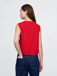 Cropped Cardigan Sweater Vest