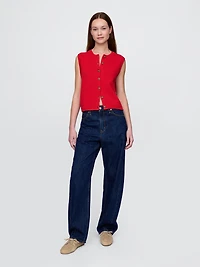 Cropped Cardigan Sweater Vest