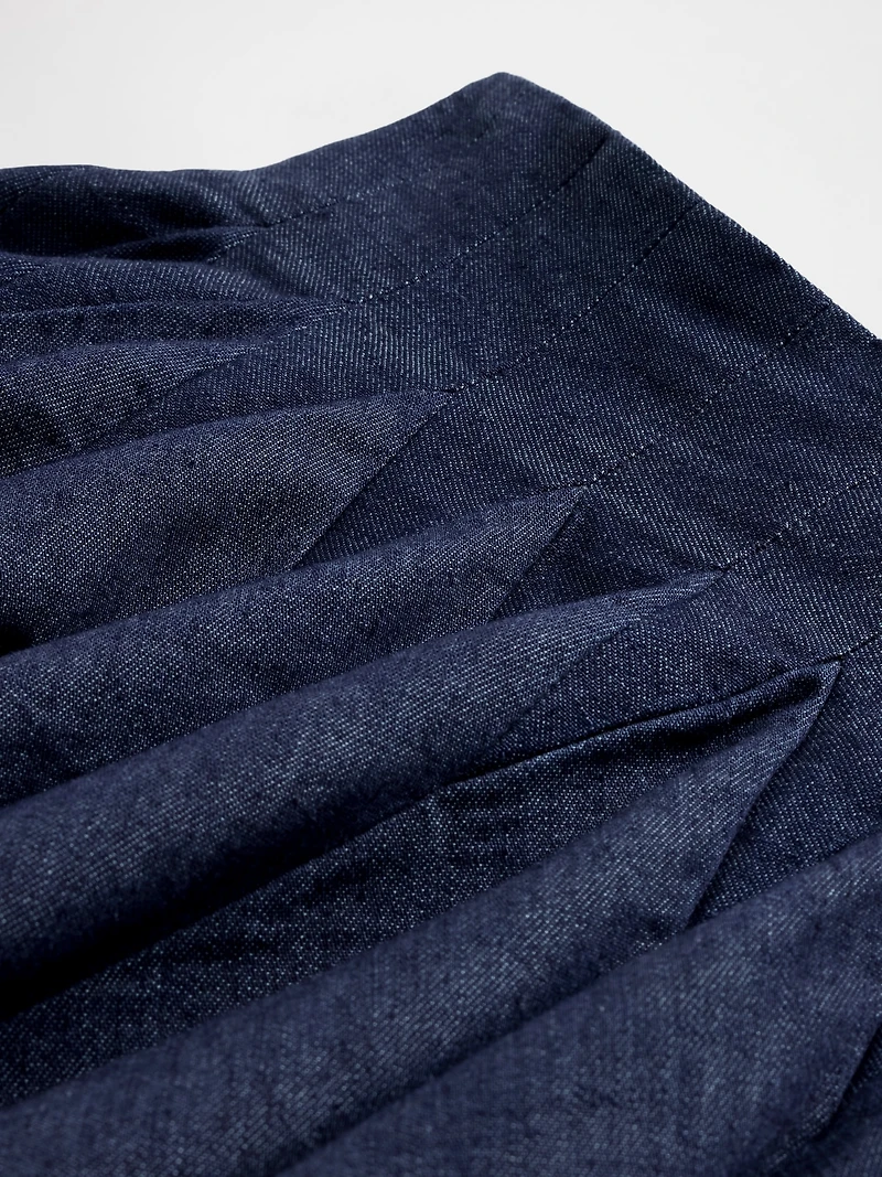GapStudio Pleated Denim Mini Skirt