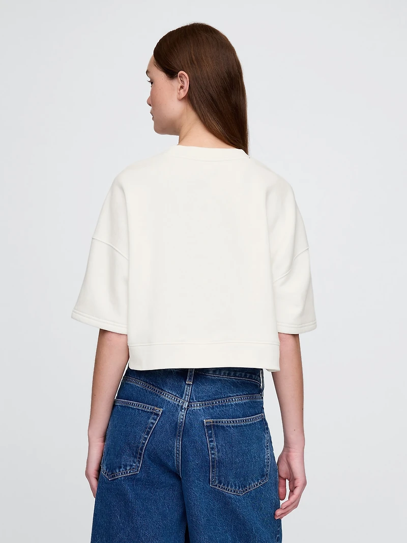 VintageSoft Elbow-Sleeve Crop Sweatshirt