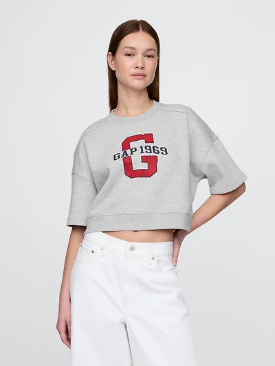 VintageSoft Elbow-Sleeve Crop Sweatshirt