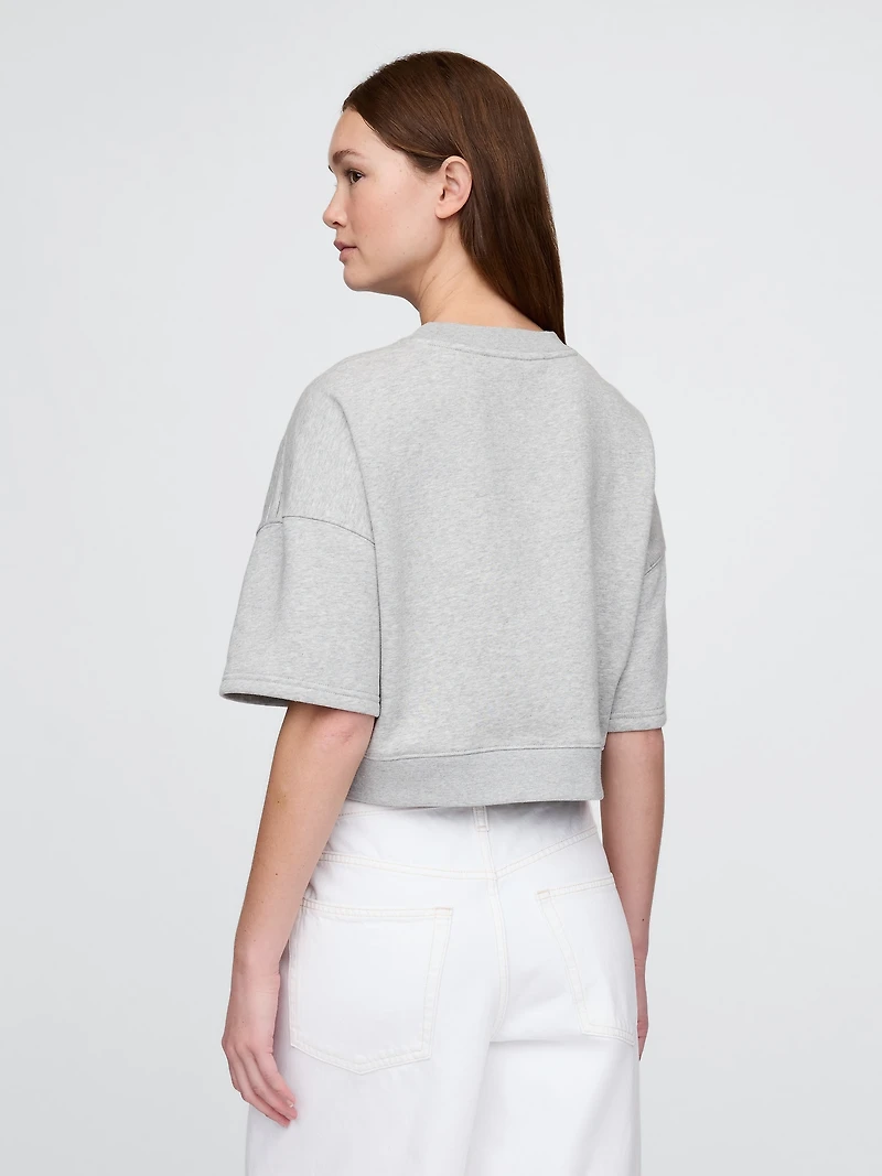 VintageSoft Elbow-Sleeve Crop Sweatshirt