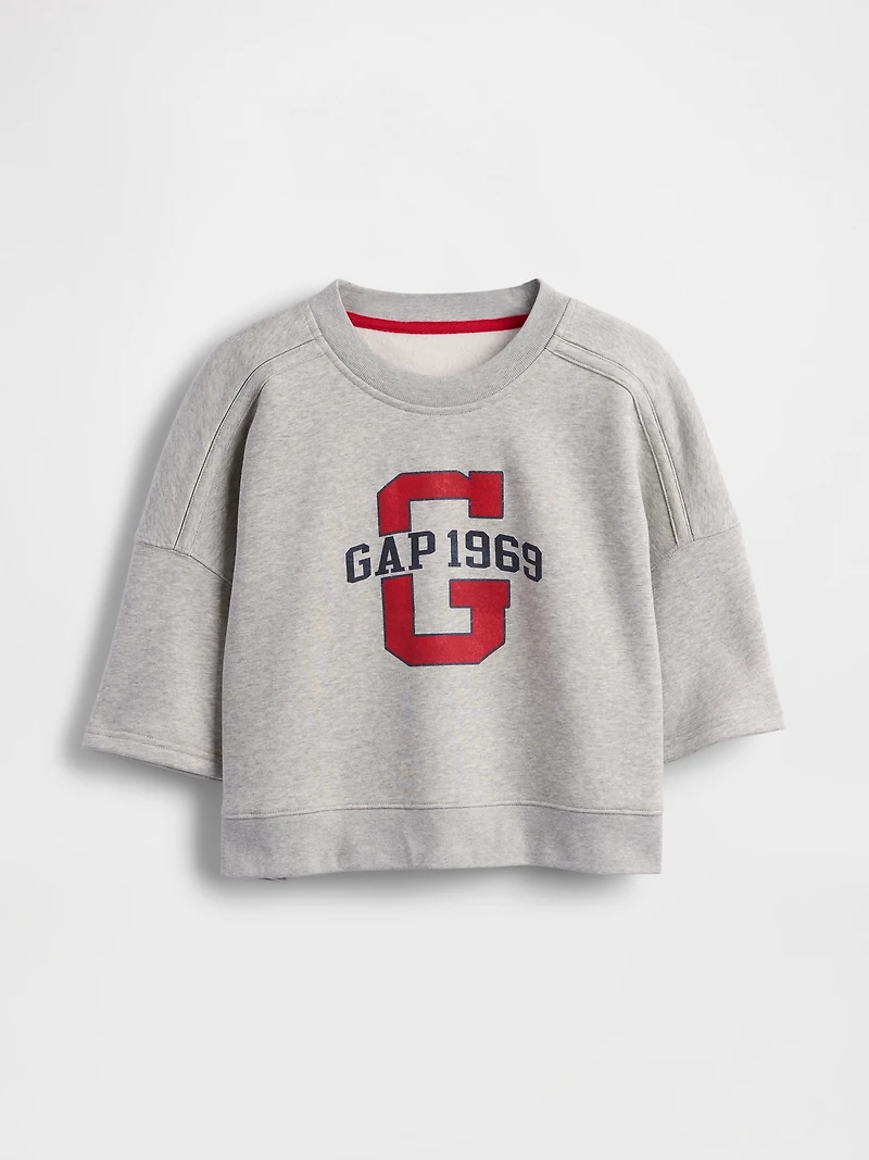 VintageSoft Elbow-Sleeve Crop Sweatshirt