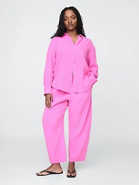 Cotton Gauze Easy Barrel Pants