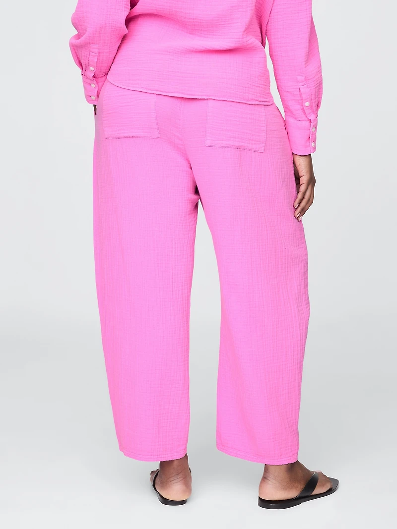 Cotton Gauze Easy Barrel Pants