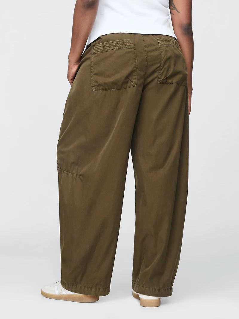 Mid Rise Barrel Parachute Pants