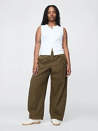 Mid Rise Barrel Parachute Pants